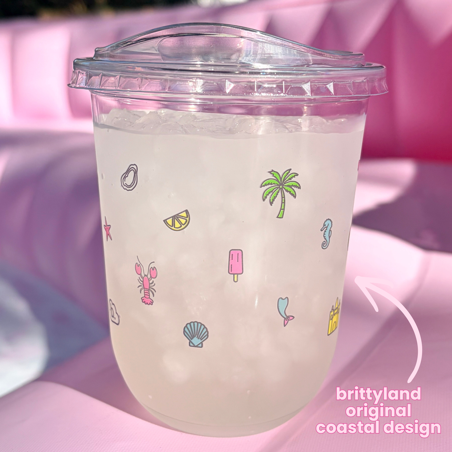 Cups For Cute Little Drinks™ – 16oz Coastal Cup Set | 25 Cups + 25 Sipper Lids + 25 Straws
