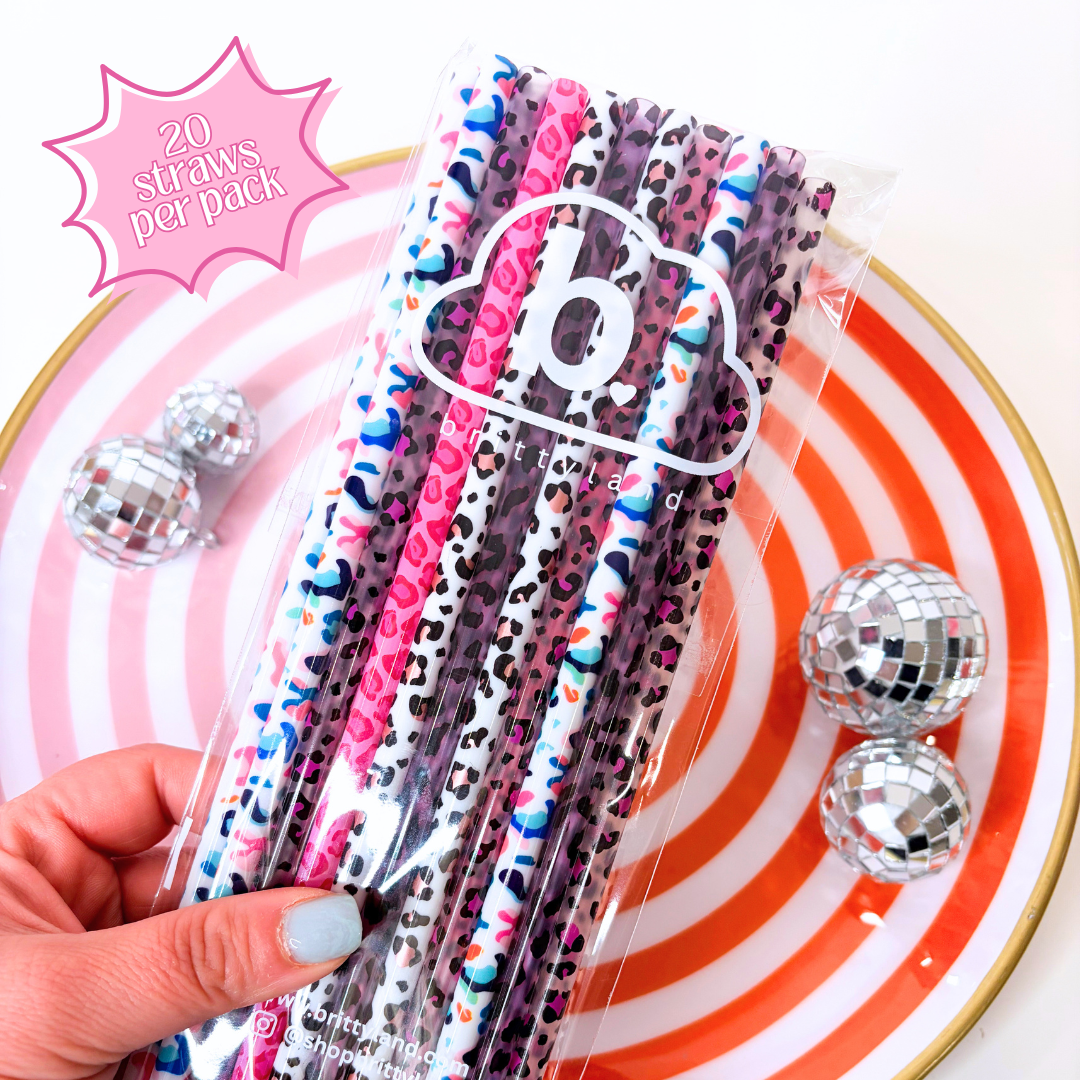 Leopard Variety Pack Reusable Straws (20 Pack) | 9 Inch
