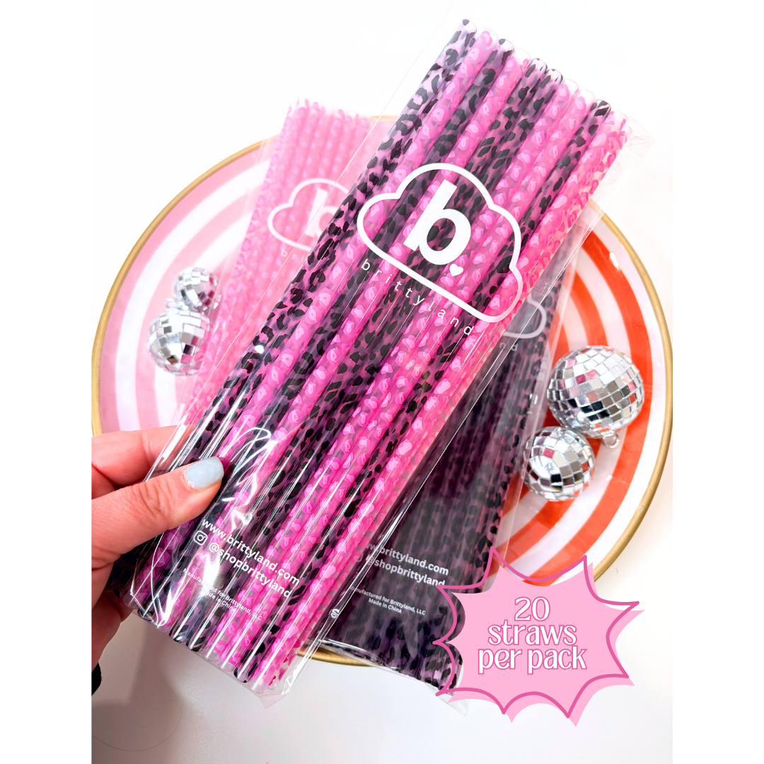 Leopard Reusable Straws (20 Pack) | 10 Inch