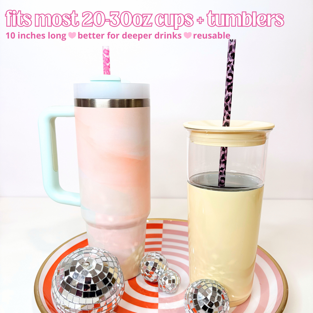Leopard Reusable Straws (20 Pack) | 10 Inch