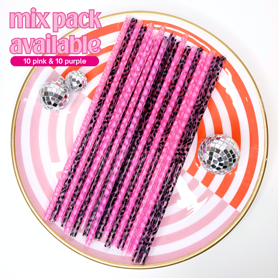 Leopard Reusable Straws (20 Pack) | 10 Inch