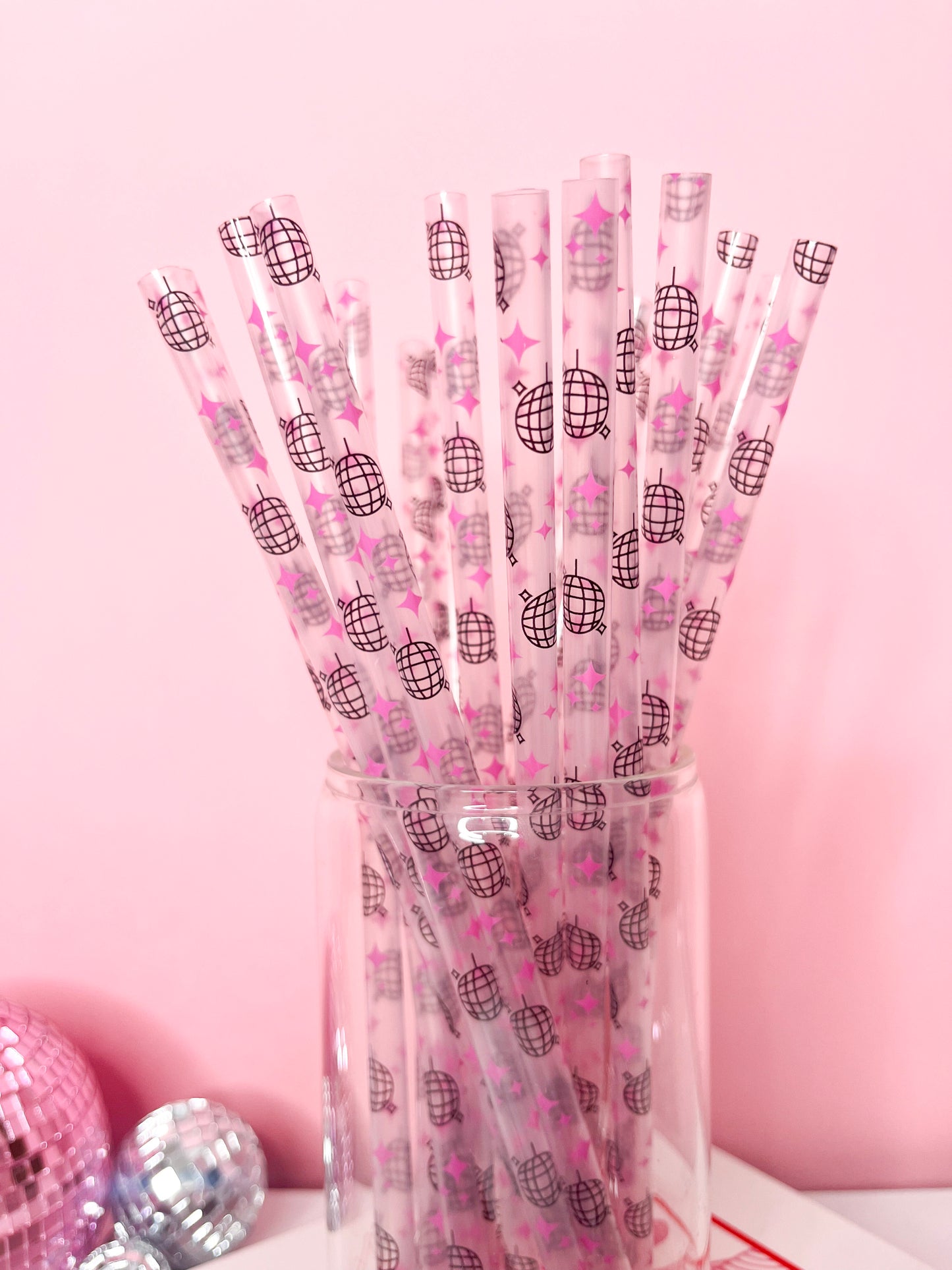 Disco Ball Reusable Straws – 9" (20 Pack)