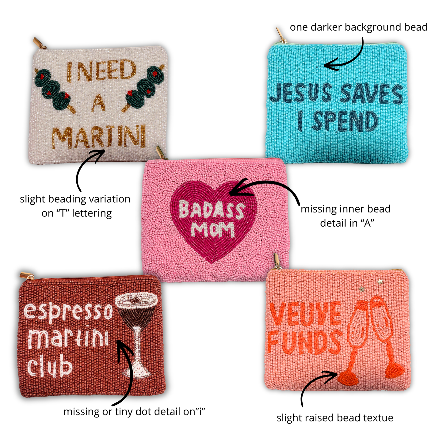 Perfectly Imperfect Beaded Pouches ✨ Cosmetic Imperfections Discount