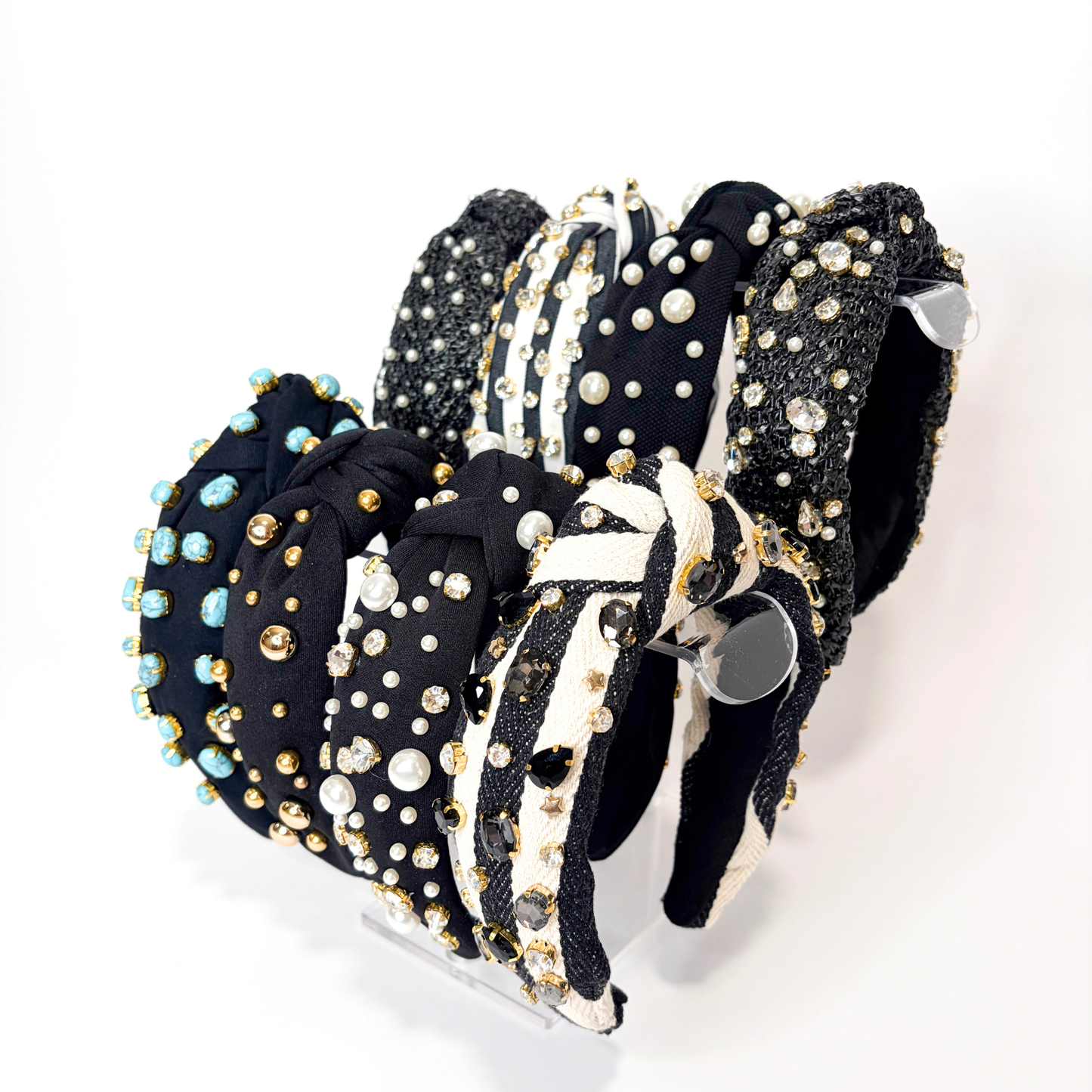 🖤 Black Statement Headbands | Pearl, Crystal & Raffia Styles