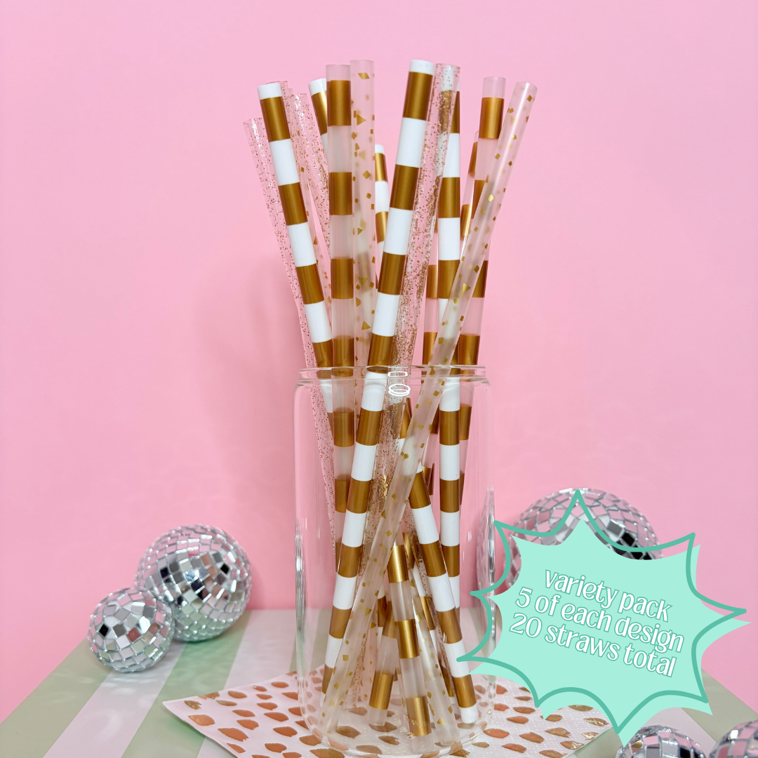 Gold Reusable Straws – 9" (20 Pack)