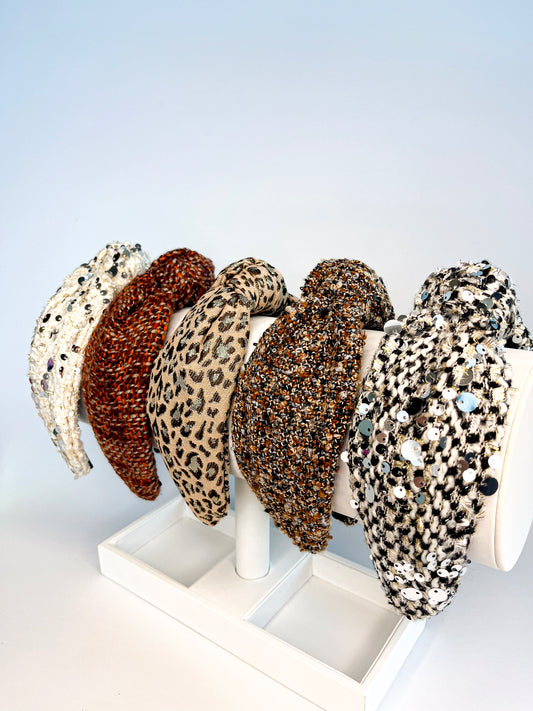 🤎 Neutral Tweed & Leopard Headbands