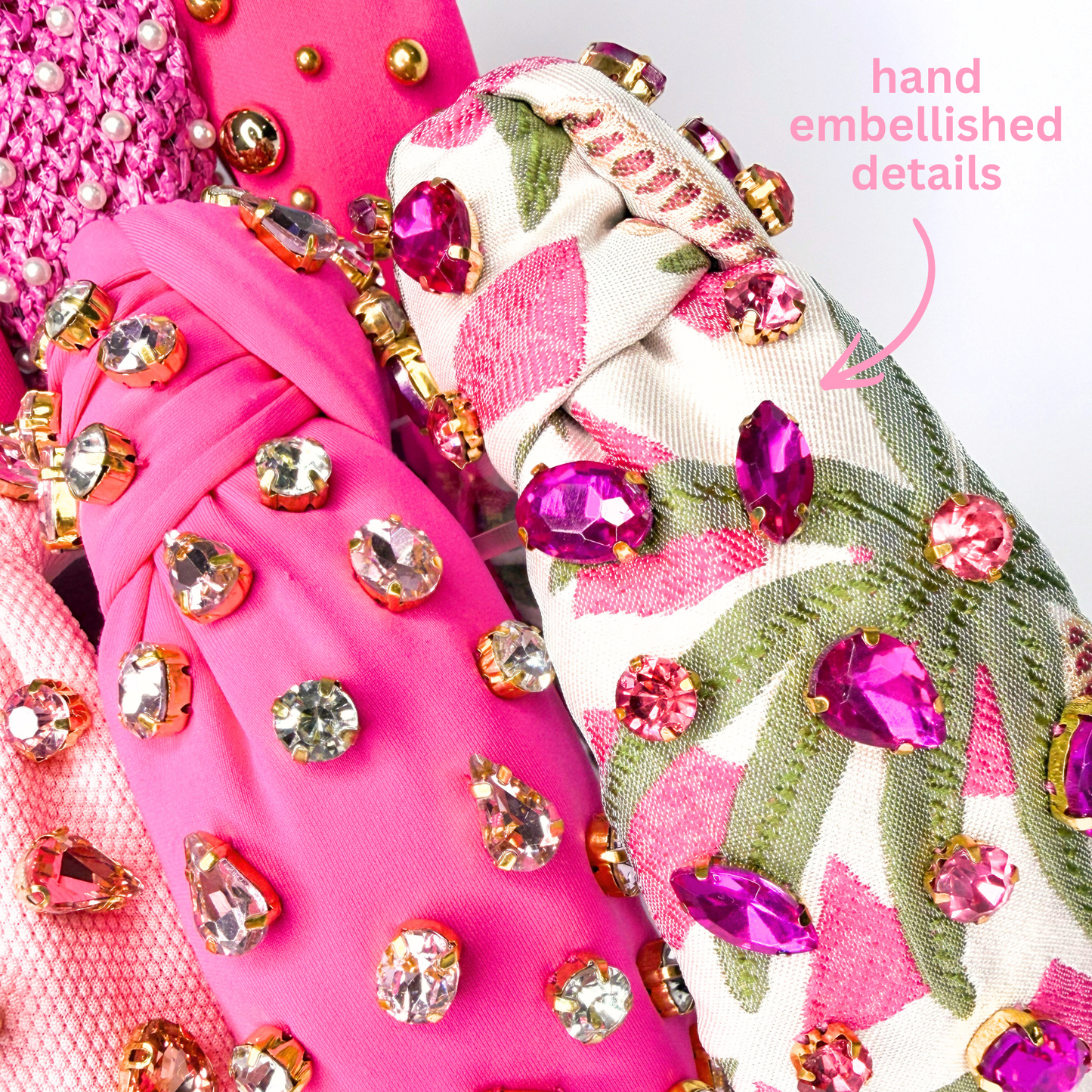 💖 Pink Statement Headbands | Pearl, Crystal & Gem Embellished Headbands