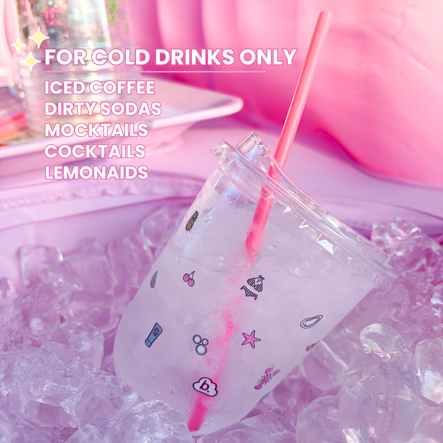 Cups For Cute Little Drinks™ – 16oz Coastal Cup Set | 25 Cups + 25 Sipper Lids + 25 Straws