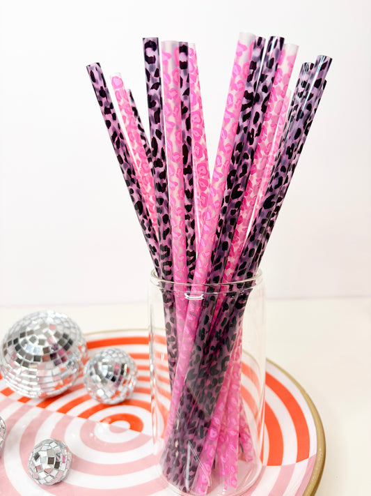 Leopard Reusable Straws (20 Pack) | 10 Inch