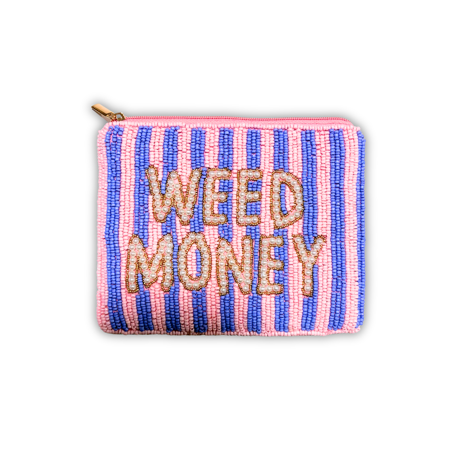 PRE-ORDER: Weed Money Beaded Coin Pouch — Funny Beaded Zip Pouch
