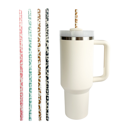 Leopard Reusable Straws for 40oz Tumblers (4 Pack)