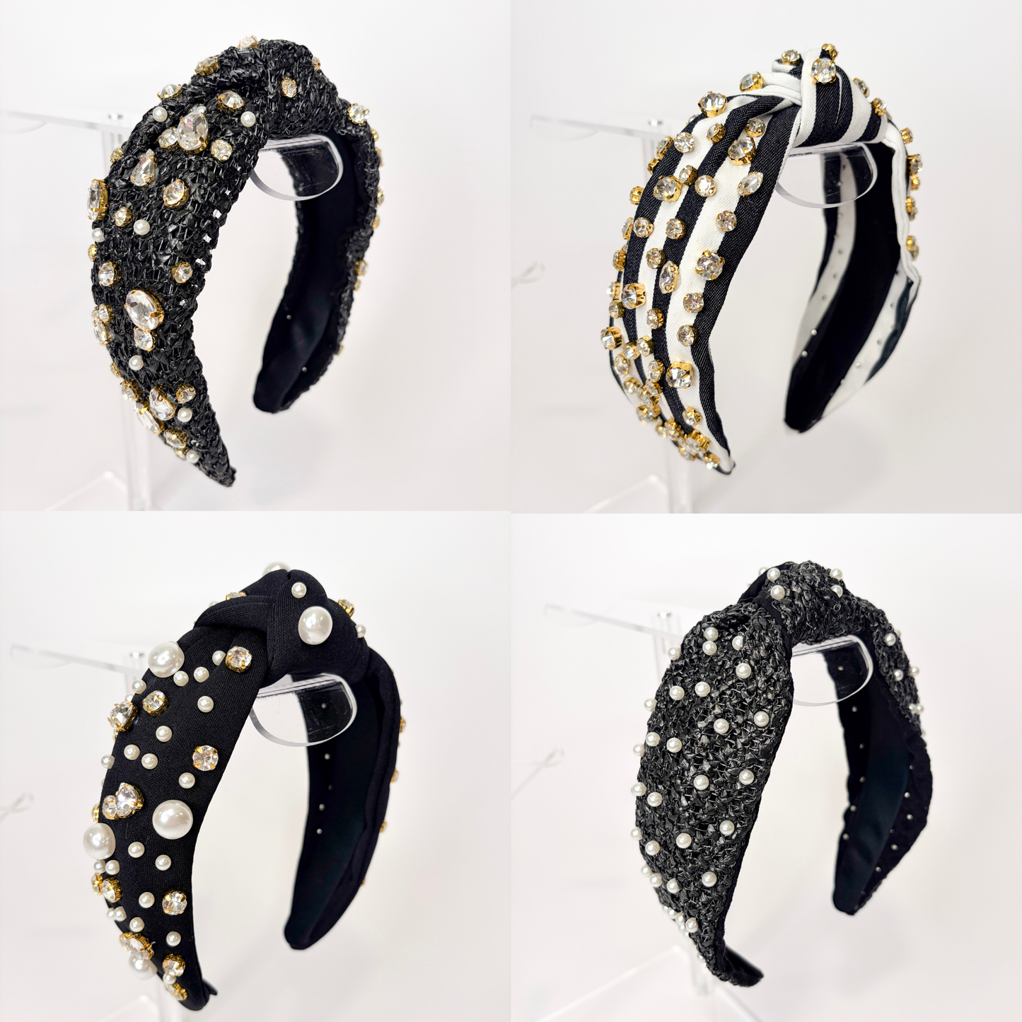 🖤 Black Statement Headbands | Pearl, Crystal & Raffia Styles