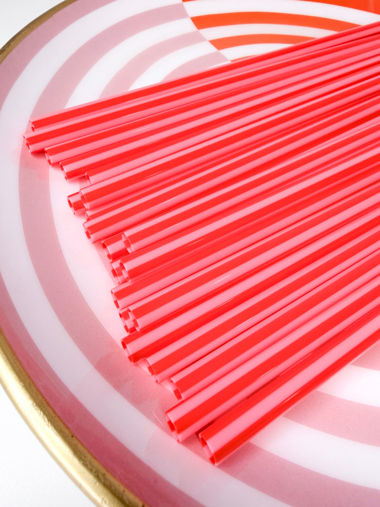 Pink + Red Cabana Stripe Reusable Straws – 9" (20 Pack)