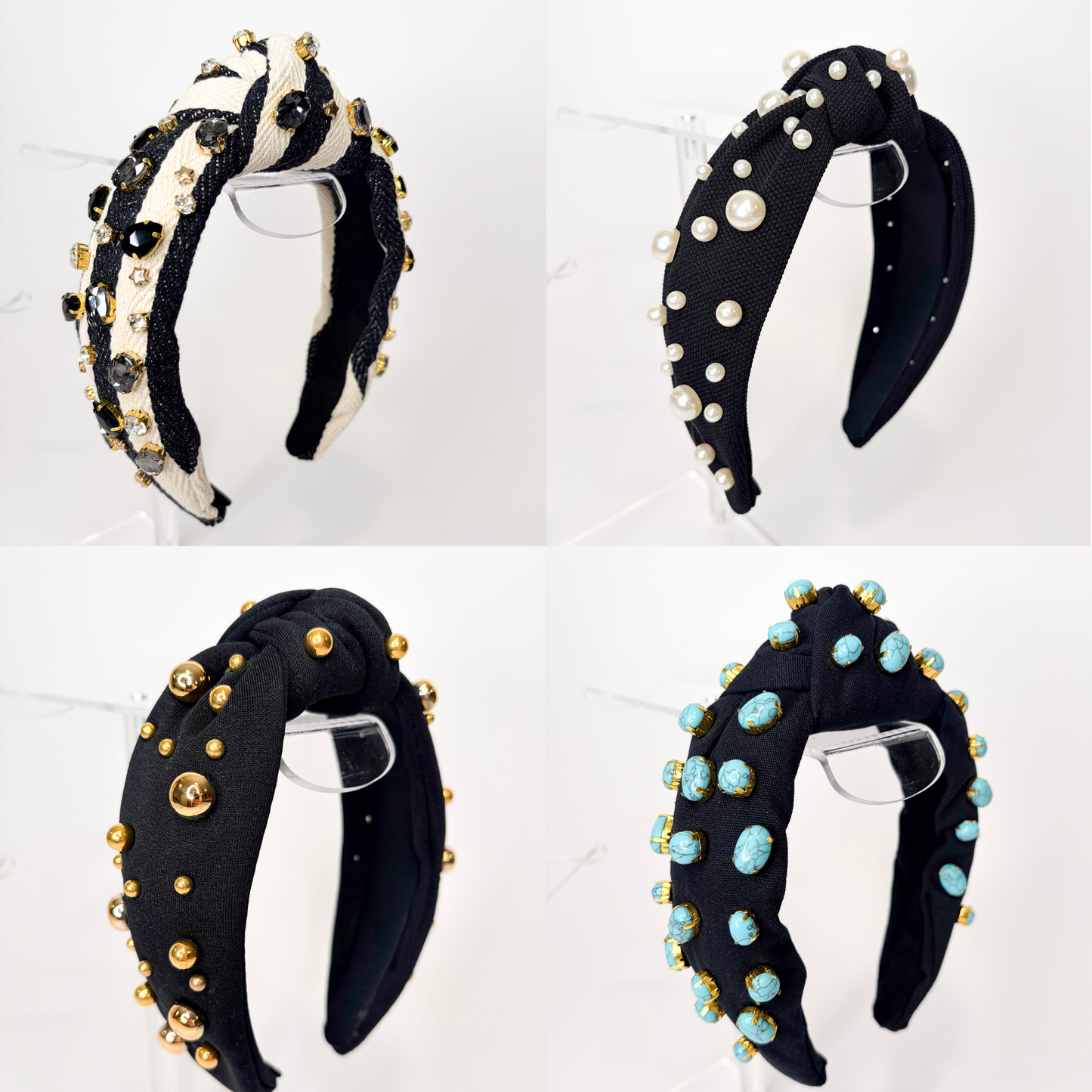 🖤 Black Statement Headbands | Pearl, Crystal & Raffia Styles