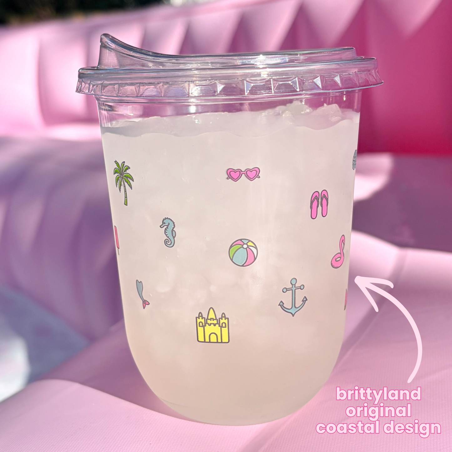 Cups For Cute Little Drinks™ – 16oz Coastal Cup Set | 25 Cups + 25 Sipper Lids + 25 Straws