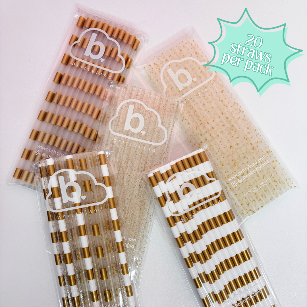 Gold Reusable Straws – 9" (20 Pack)