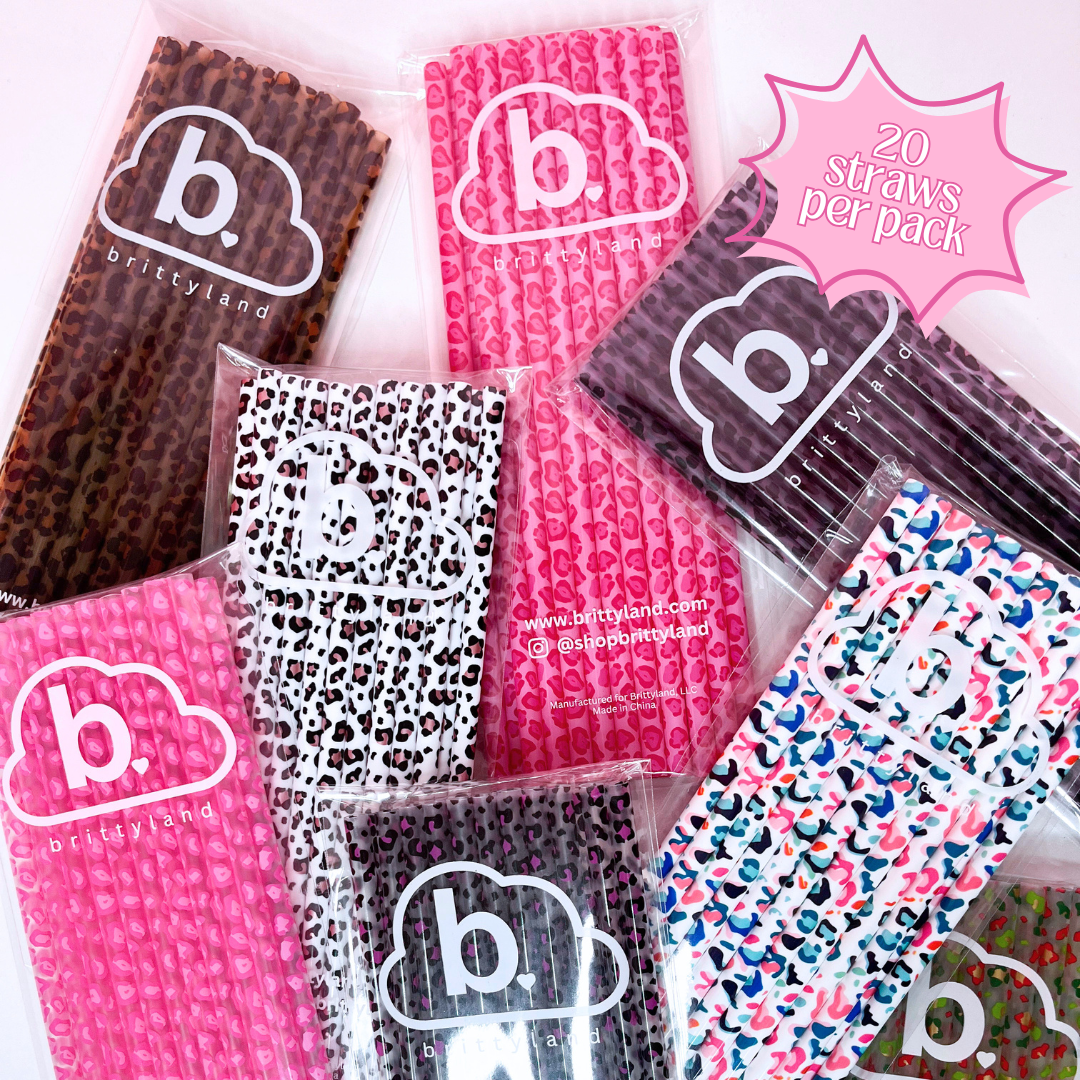 Leopard Reusable Straws (20 Pack) | 9 Inch