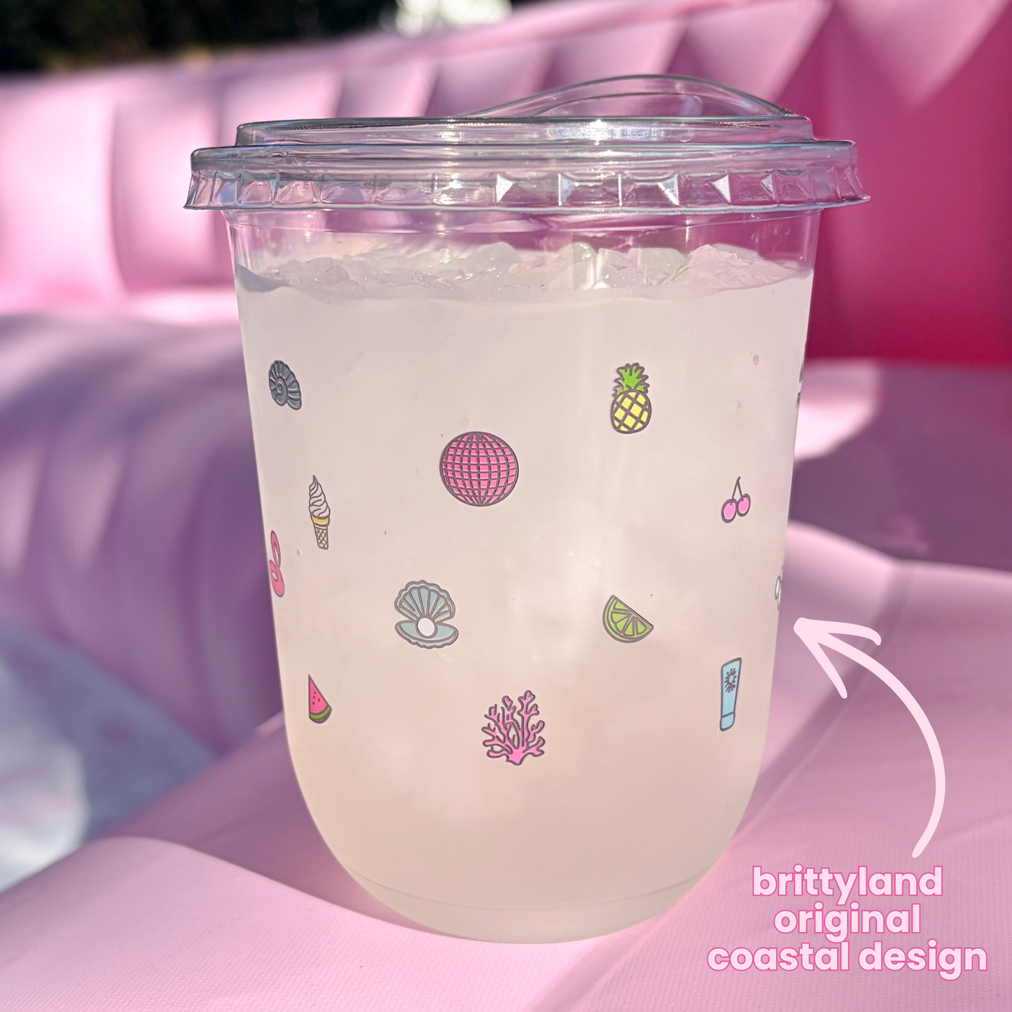 Cups For Cute Little Drinks™ – 16oz Coastal Cup Set | 25 Cups + 25 Sipper Lids + 25 Straws